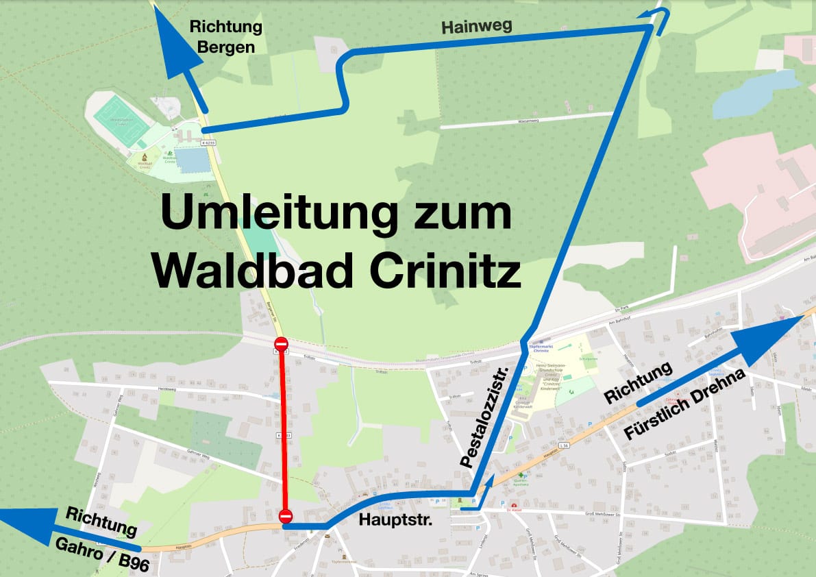 Waldbad Crinitz Umleitung